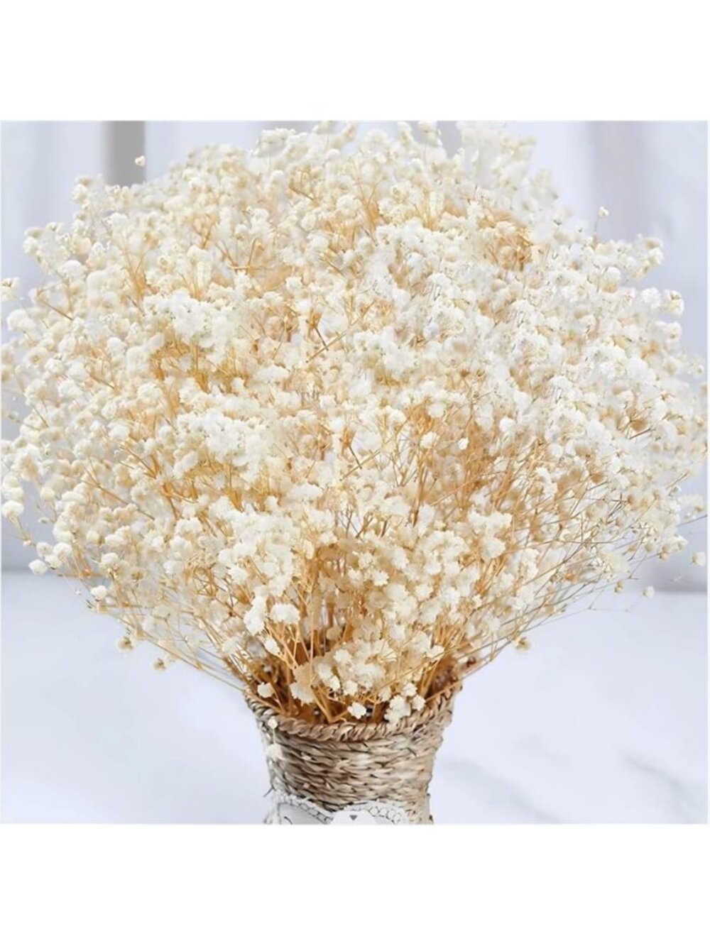 New 4000+ Dried Babys Breath Flowers Bulk - 17" Ivory White Dried Flower Bouquet